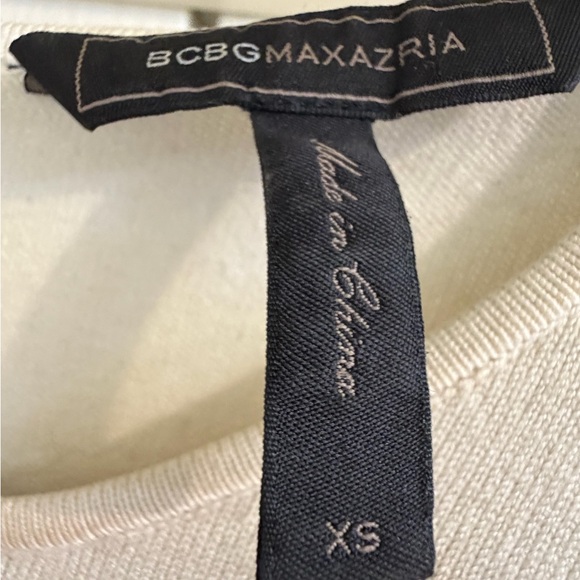 BCBGMaxAzria Women's Long Sleeve Colorblock Dress in Cream and Black - Picture 4 of 4